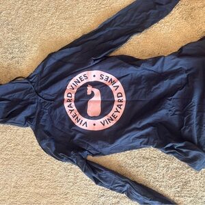 Vineyard Vines Blue Hoodie with Pink Emblem